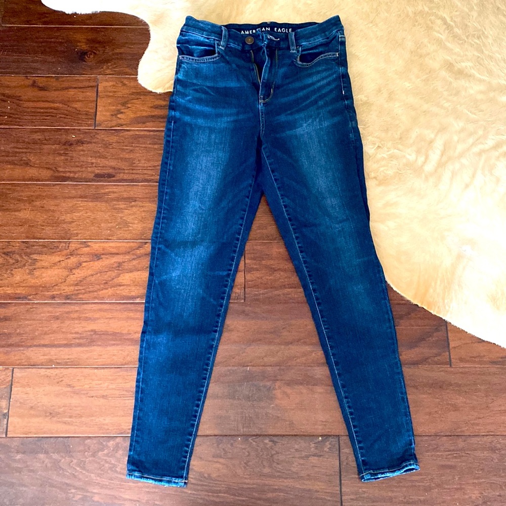 American Eagle AE Womens Dark Denim Blue Jeans 6 Curvy Hi Rose Jeggings